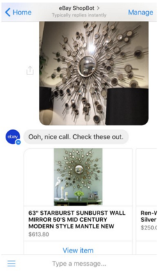 Visual search in eBay Shopbot on Facebook Messenger